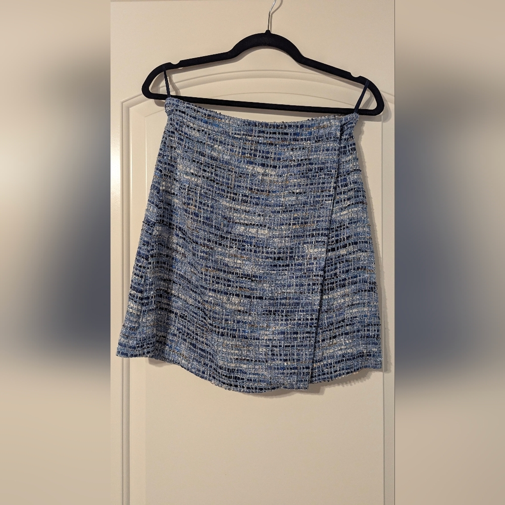 Etro Blue and White Tweed Mini Skirt
